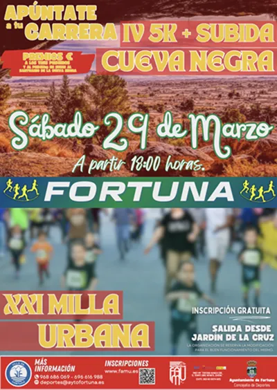 Cartel XXI Milla Urbana Villa de Fortuna - IV 5K Subida a la Cueva Negra