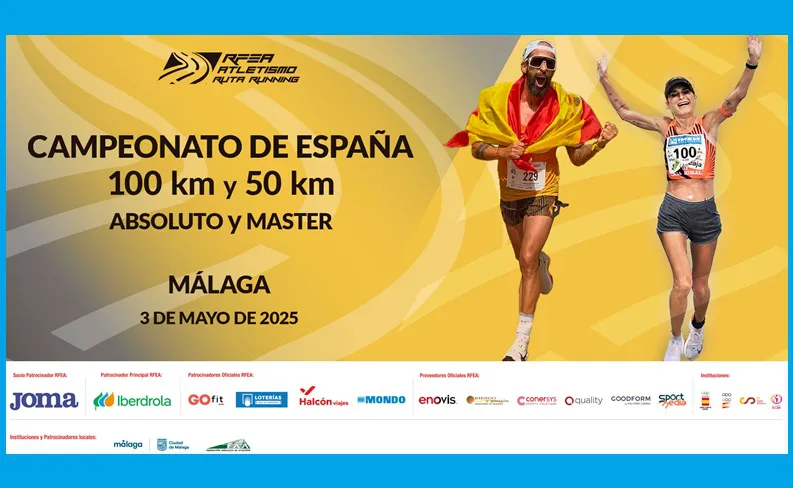 Cartel Campeonato de España 100-50km. Absoluto y Máster Málaga 2025